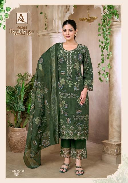 Alok suit floral forever-3 aari work dress materials wholesale